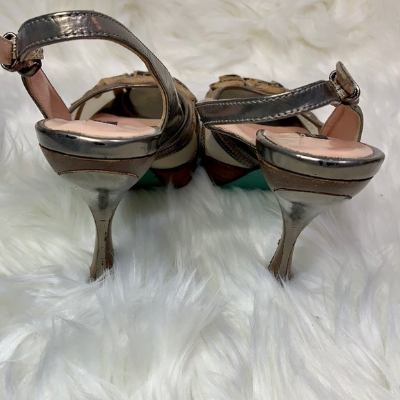 Nanette Lepore Salsa Swirl Heels Pewter Nude Size 6 - Picture 12 of 14